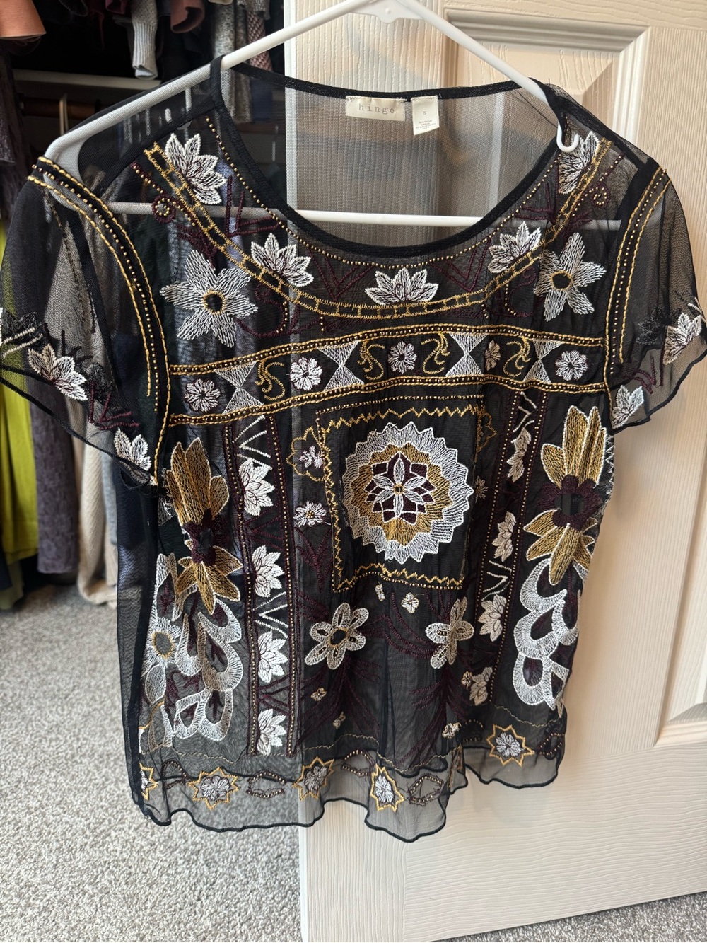 Sheer Beaded Mesh Top